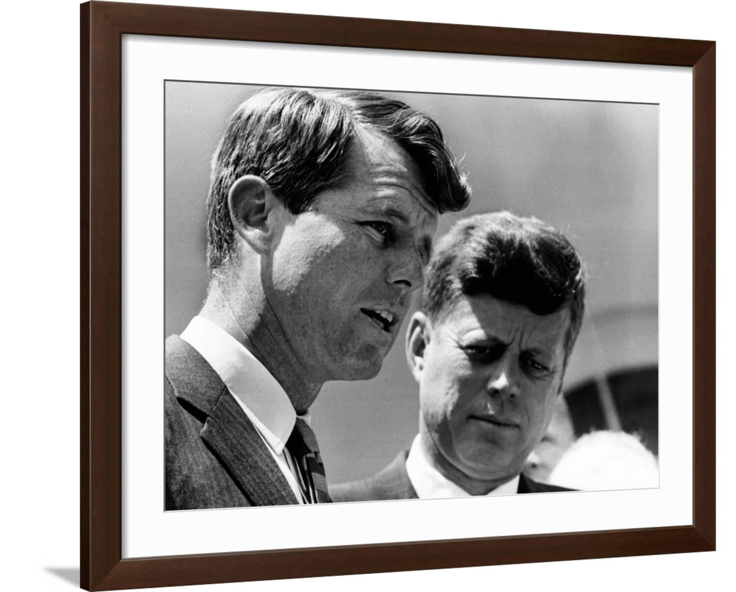 Art.com Pres John Kennedy and Attorney General Robert Kennedy at Ceremonies Honoring African Americans Photo, Brown Frame Wall Art, 40" x 32"