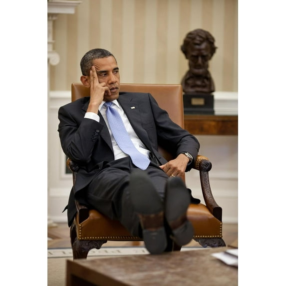 Art.com President Barack Obama Listens During to Advisors in the Oval Office Photo, 16" x 24"