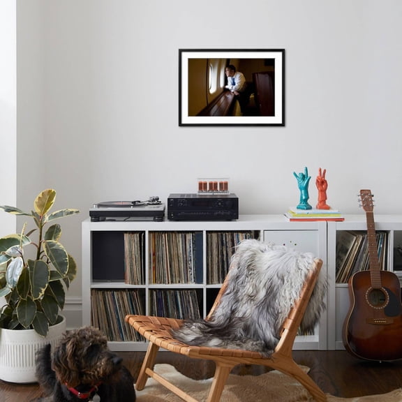 Art.com President Barack Obama Looks Out at the Australian Landscape from Air Force One, Nov. 17, 2011 Photo, Black Frame Wall Art, 29" x 21"