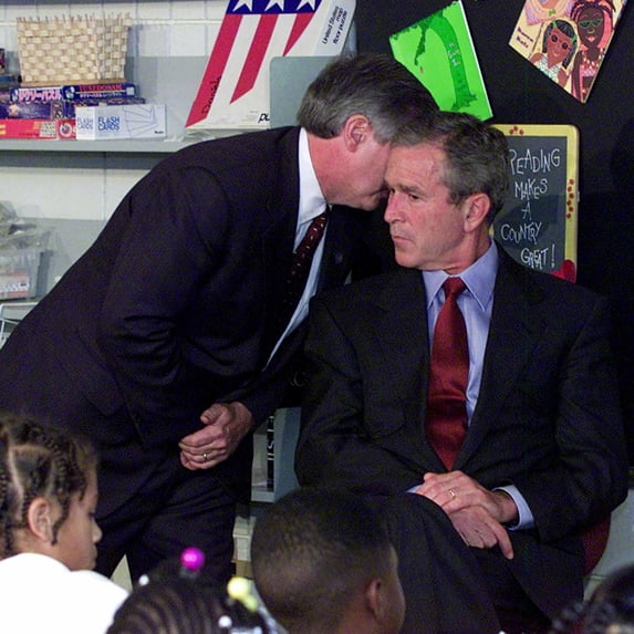 Art.com President Bush's Chief of Staff Gives Word of World Trade Center, During Visit to Elementary School Photographic Print, 24" x 24"