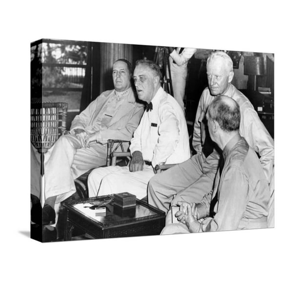 Art.com President Franklin Roosevelt at Pearl Harbor on June 11, 1944 Stretched Canvas Print Wall Art, 16" x 12"