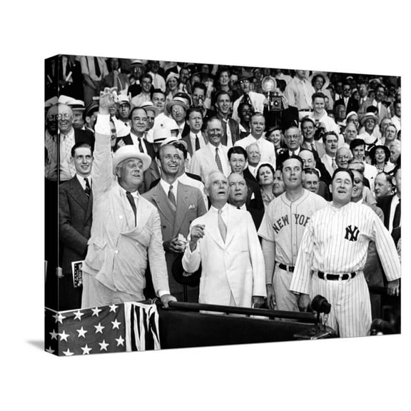 Art.com President Franklin Tossed Out the Ball Starting the All-Star Game in Griffith Stadium, Washington Stretched Canvas Print Wall Art, 24" x 18"