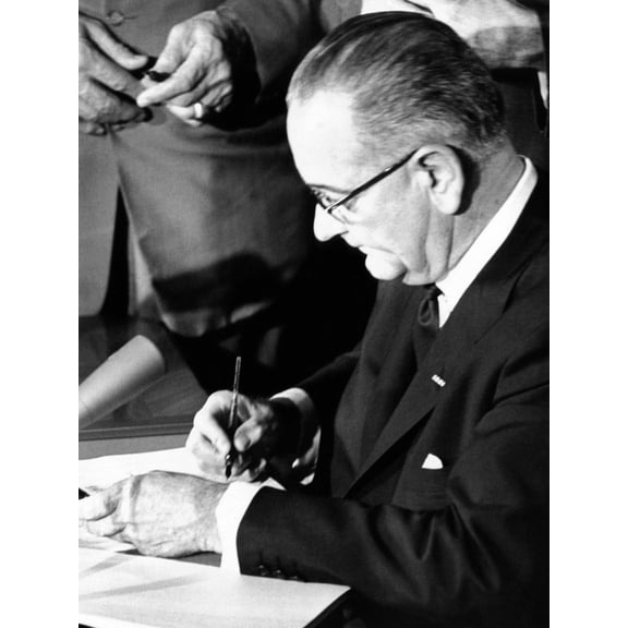 Art.com President Lyndon Johnson Signing the 1964 Civil Rights Bill, July 2, 1964 Photo, 12" x 16"