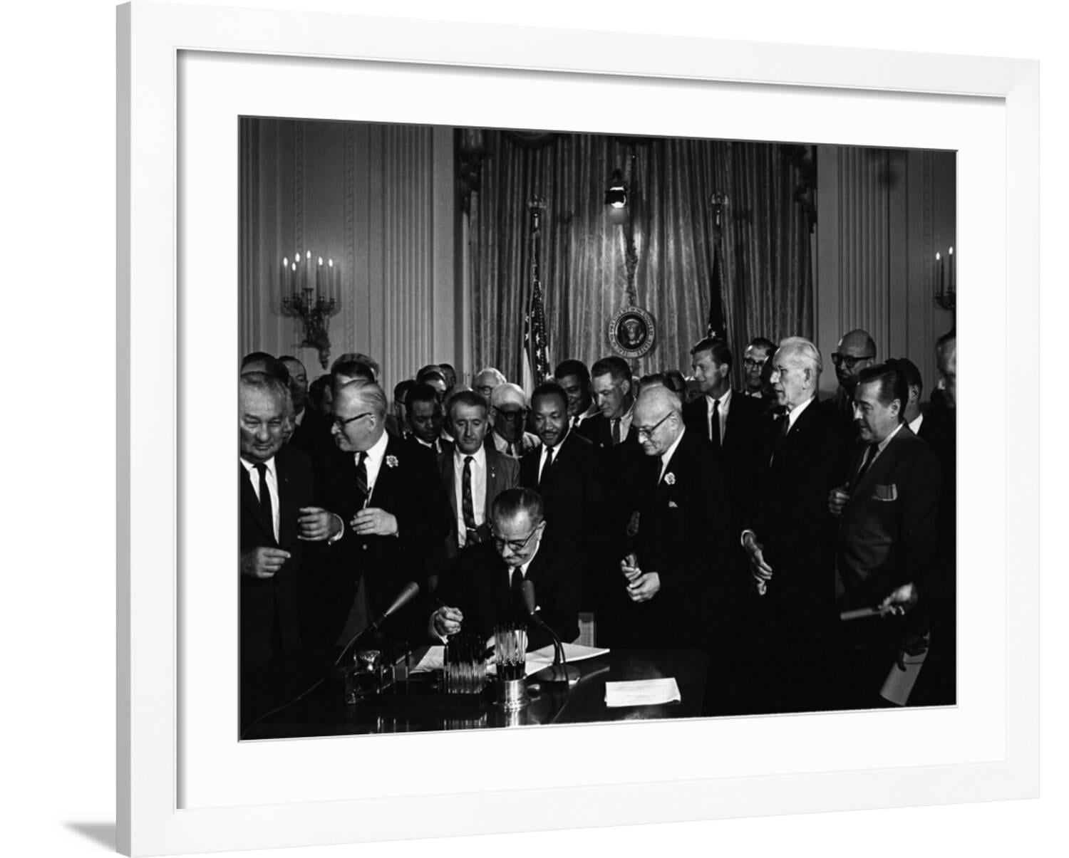 Art.com President Lyndon Johnson, Watched by Martin Luther King, Jr ...