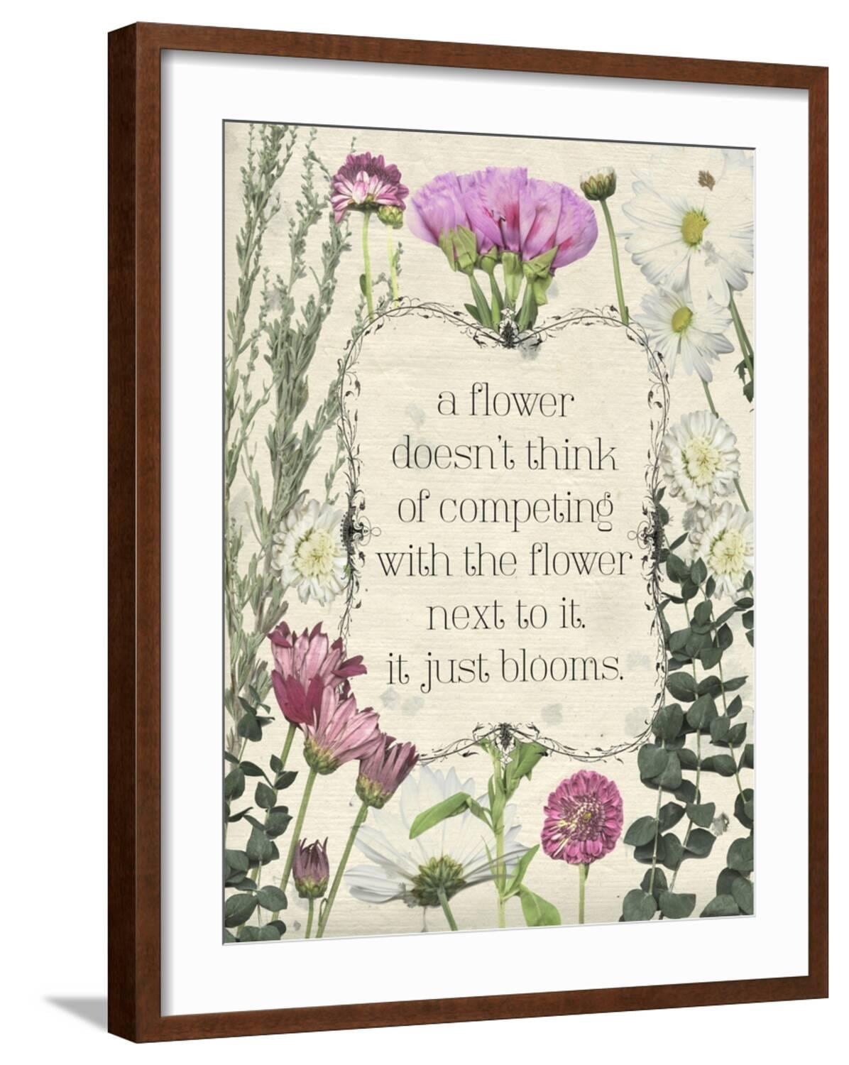 Pressed Floral Quote III Art Print, Brown Frame Wall Art, 23" x