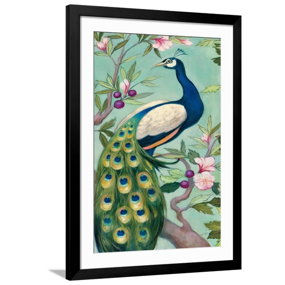 Art.com Pretty Peacock II Art Print by Julia Purinton, Black Frame Wall Art, 32" x 44"
