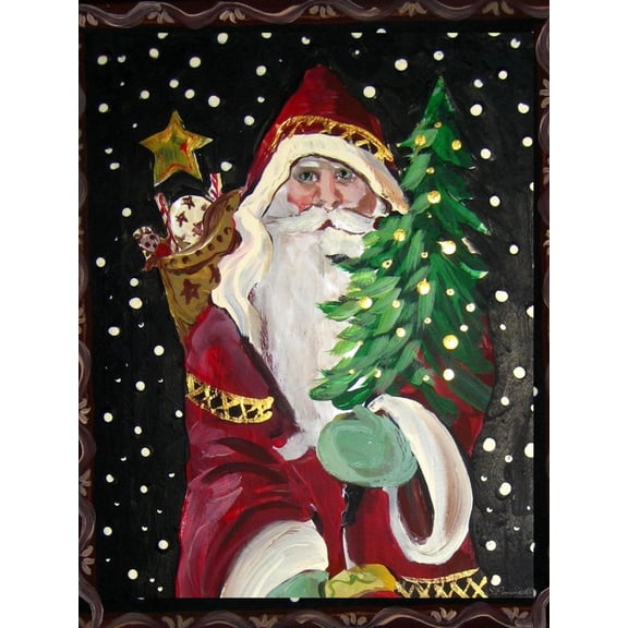 Art.com Primitive Snowman & Toys Art Print by sylvia pimental, 12" x 16"