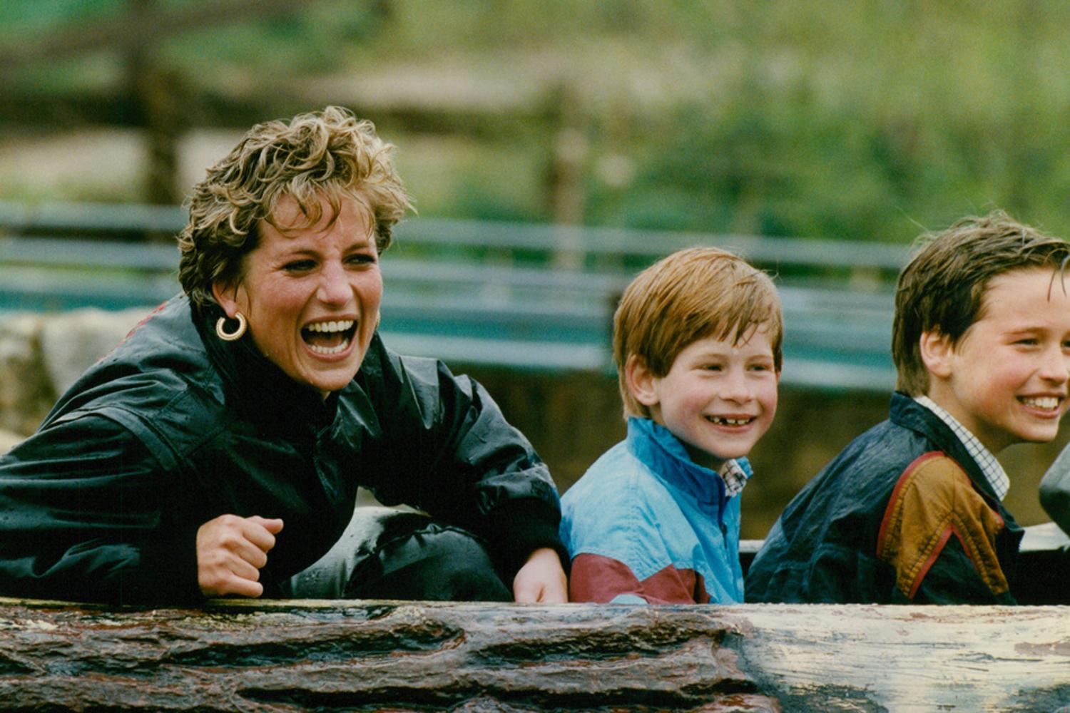 Princess Diana with Prince William and Prince Harry on Ride
