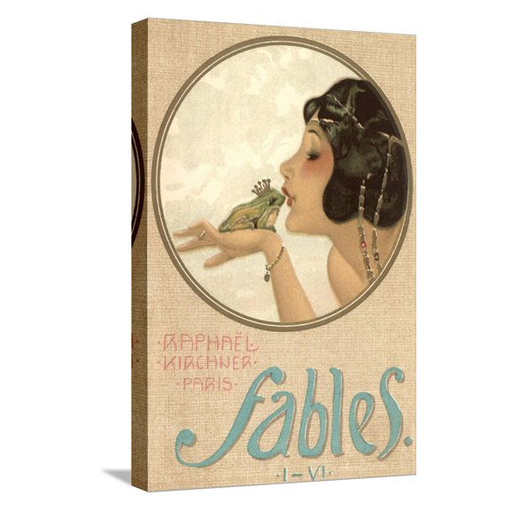 Art.com Princess Kissing Frog Prince Stretched Canvas Print Wall Art, 12" x 18"
