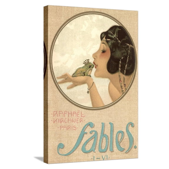 Art.com Princess Kissing Frog Prince Stretched Canvas Print Wall Art, 16" x 24"