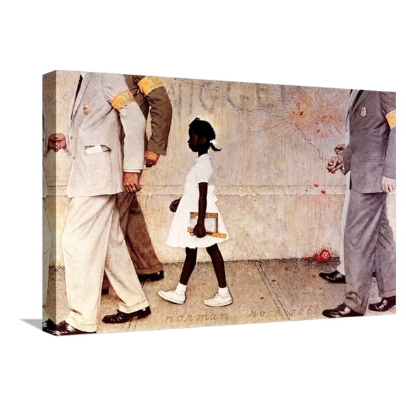 Art.com The Problem We All Live With (or Walking to School--Schoolgirl with U.S. Marshals) Stretched Canvas Print Wall Art by Norman Rockwell, 24" x 16"
