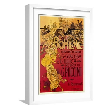 Art.com Puccini, La Boheme Art Print by Adolfo Hohenstein, White Frame Wall Art, 17" x 23"