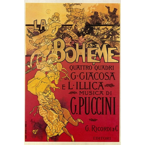 Art.com Puccini, La Boheme Photographic Print by Adolfo Hohenstein, 12" x 18"