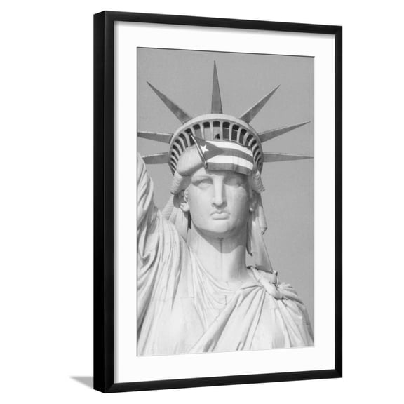Art.com Puerto Rican Flag on Statue of Liberty Photographic Print, Black Frame Wall Art, 21" x 29"