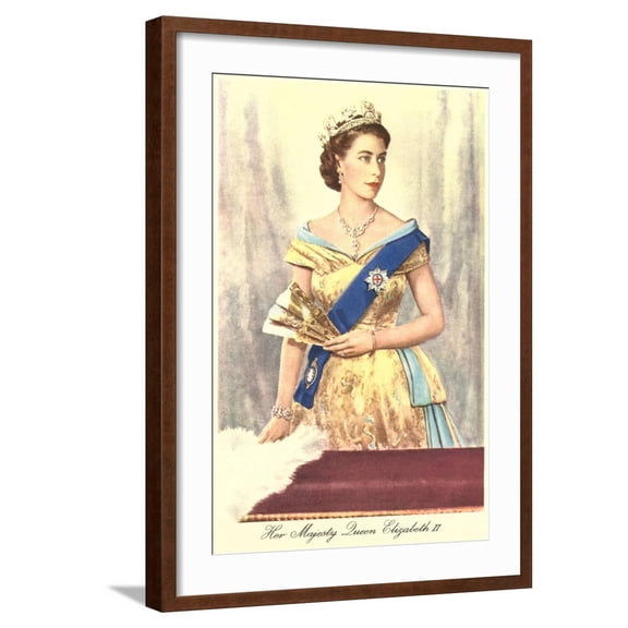 Art.com Queen Elizabeth Art Print, Brown Frame Wall Art, 21" x 29"