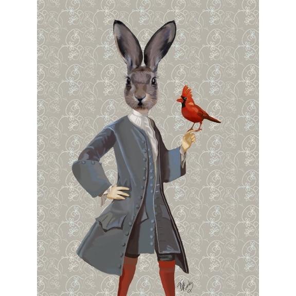 Art.com Rabbit and Bird Art Print by Fab Funky, 24" x 32"