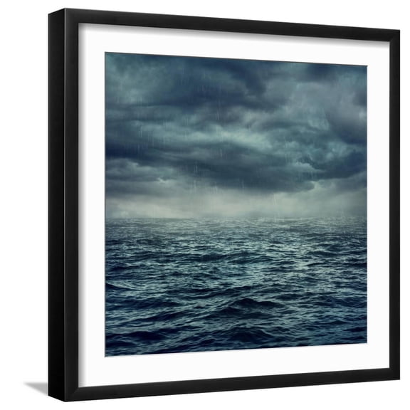 Art.com Rain over the Stormy Sea Art Print by egal, Black Frame Wall Art, 21" x 21"
