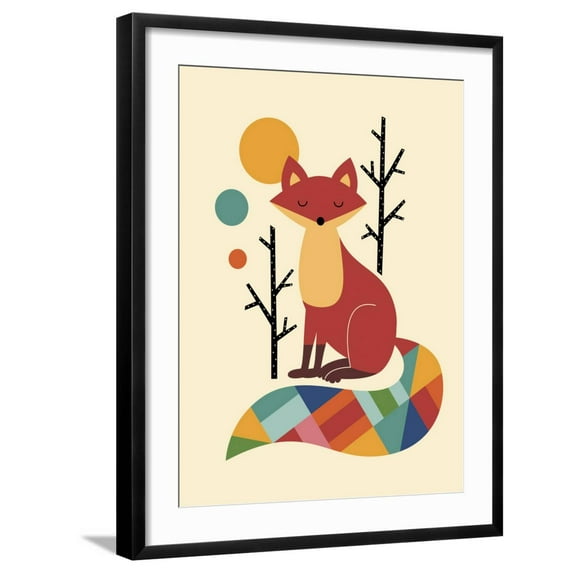 Art.com Rainbow Fox Giclee Print by Andy Westface, Black Frame Wall Art, 23" x 29"