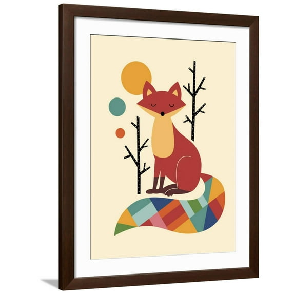 Art.com Rainbow Fox Giclee Print by Andy Westface, Brown Frame Wall Art, 32" x 40"