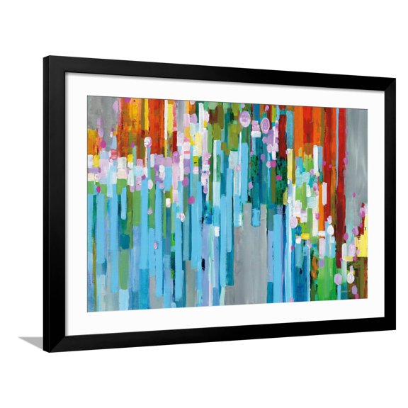 Art.com Rainbow of Stripes Crop Art Print by Danhui Nai, Black Frame Wall Art, 44" x 32"