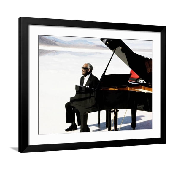Art.com Ray Charles Filming a Peugeot Commercial, 1994 Photo, Black Frame Wall Art, 40" x 32"
