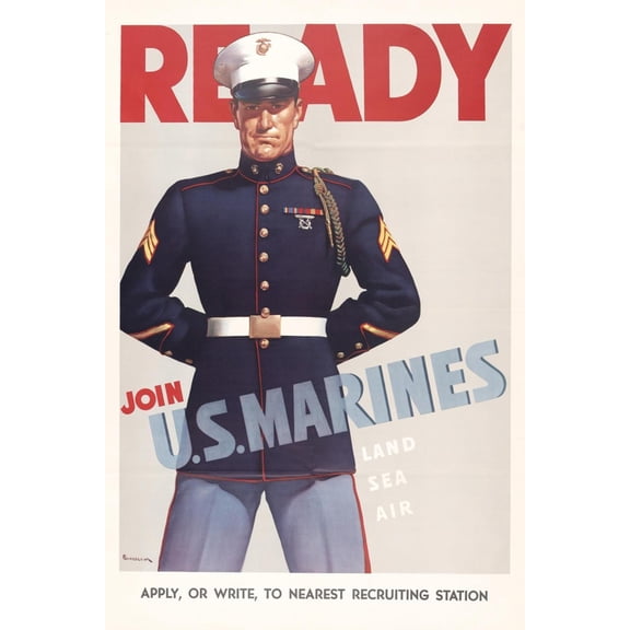Art.com Ready, Marine Corps Recruiting Poster Art Print, 12" x 18"