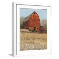 Art.com Red Barn View I Art Print by Tim O'toole, White Frame Wall Art, 17" x 21"