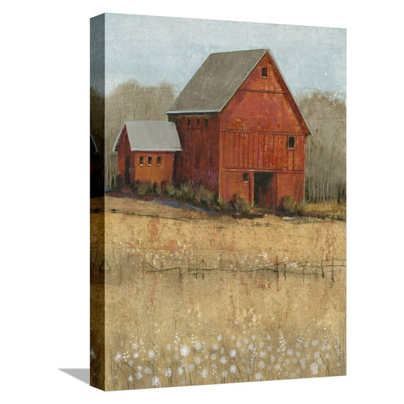 Art.com Red Barn View II Stretched Canvas Print Wall Art by Tim O'toole, 12" x 16"