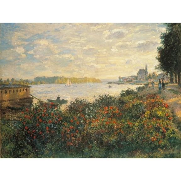 Art.com Red Flowers at the Bank at Argenteuil, 1877 Giclee Print by Claude Monet, 32" x 24"