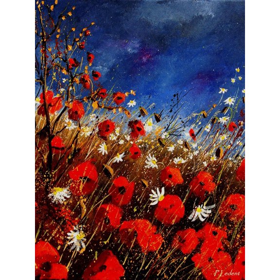 Art.com Red Poppies Against A Stormy Sky Art Print by Pol Ledent, 18" x 24"