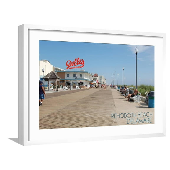 Art.com Rehoboth Beach, Delaware - Boardwalk Art Print by Lantern Press, White Frame Wall Art, 29" x 21"
