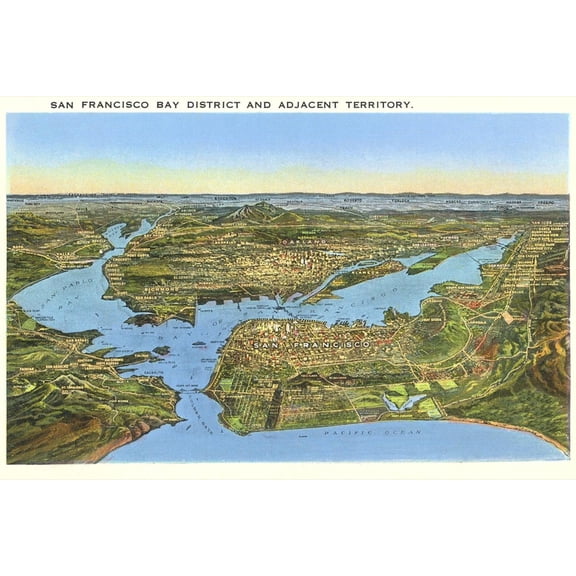 Art.com Relief Map of San Francisco, San Francisco, California Art Print, 18" x 12"