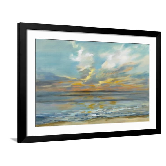 Art.com Rhythmic Sunset Waves Art Print by Silvia Vassileva, Black Frame Wall Art, 44" x 32"