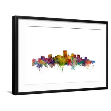 Art.com Richmond Virginia Skyline Art Print by Michael Tompsett, Black Frame Wall Art, 29" x 21"