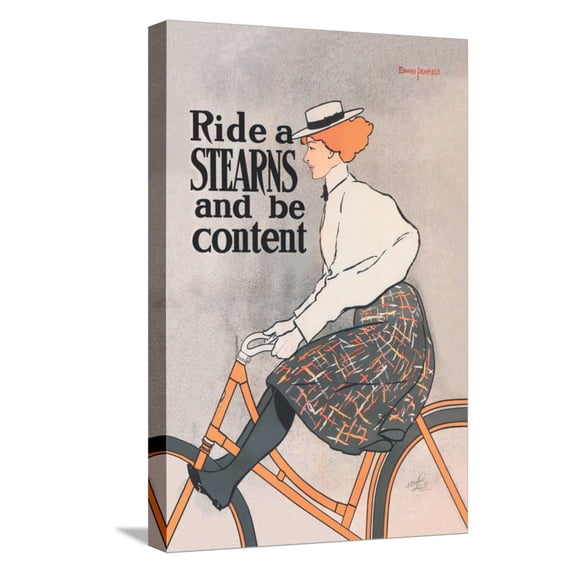 Art.com Ride a Stearns and Be Content Stretched Canvas Print Wall Art by Edward Penfield, 12" x 18"