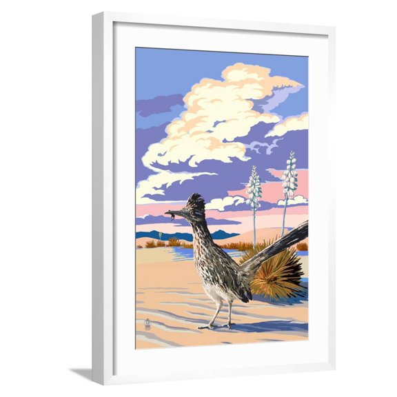Art.com Roadrunner Scene Art Print by Lantern Press, White Frame Wall Art, 21" x 29"