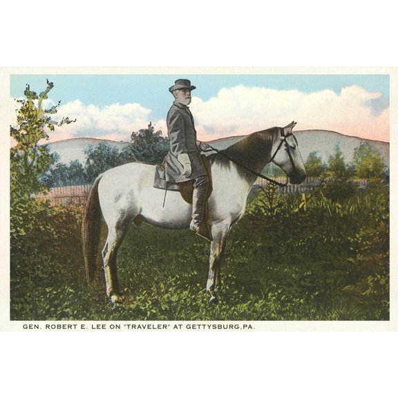 Art.com Robert E. Lee on Horse, Gettysburg, Pennsylvania Art Print, 36" x 24"