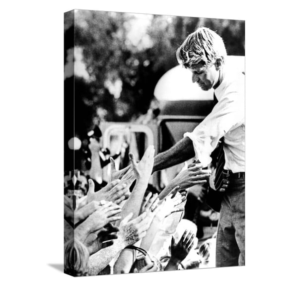 Art.com Robert Kennedy Shaking Hands During 1968 Campaign Stretched Canvas Print Wall Art, 12" x 16"