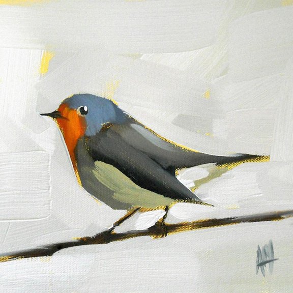 Art.com Robin on Wire Art Print by Angela Moulton, 30" x 30"