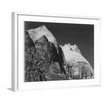 Art.com Rock Formation Against Dark Sky Zion National Park 1941 Utah. 1941 Art Print by Ansel Adams, White Frame Wall Art, 29" x 23"