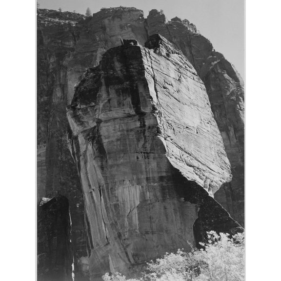 Art.com Rock Formation From Below In Zion National Park Utah. 1933-1942 Art Print by Ansel Adams, 12" x 16"