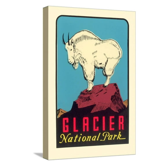 Art.com Rocky Mountain Goat, Glacier National Park, Montana Stretched Canvas Print Wall Art, 12" x 18"