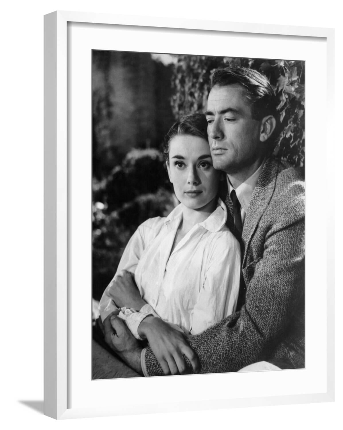Art.com Roman Holiday, Audrey Hepburn, Gregory Peck, 1953 Stretched Canvas  Print Wall Art, 12\, image size:1196x1500