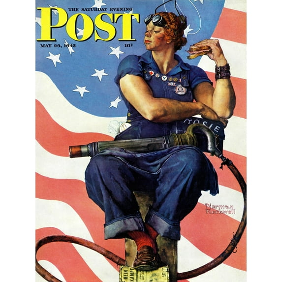 Art.com Rosie the Riveter Saturday Evening Post Cover, May 29,1943 Giclee Print by Norman Rockwell, 24" x 32"