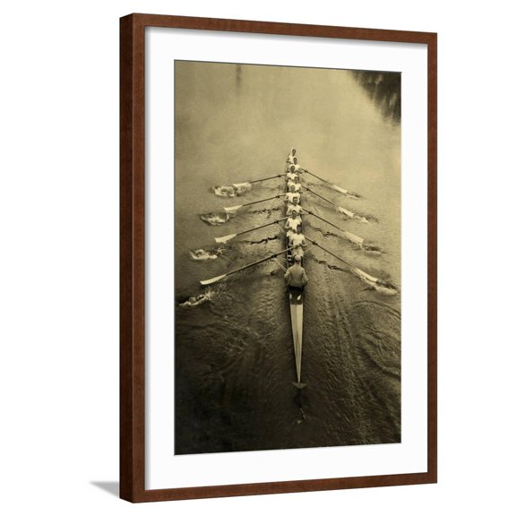 Art.com Rowing Crew Art Print, Brown Frame Wall Art, 21" x 29"