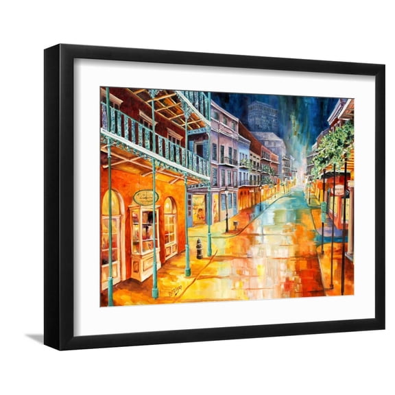 Art.com Royal Street at Night Art Print by Diane Millsap, Black Frame Wall Art, 21" x 17"