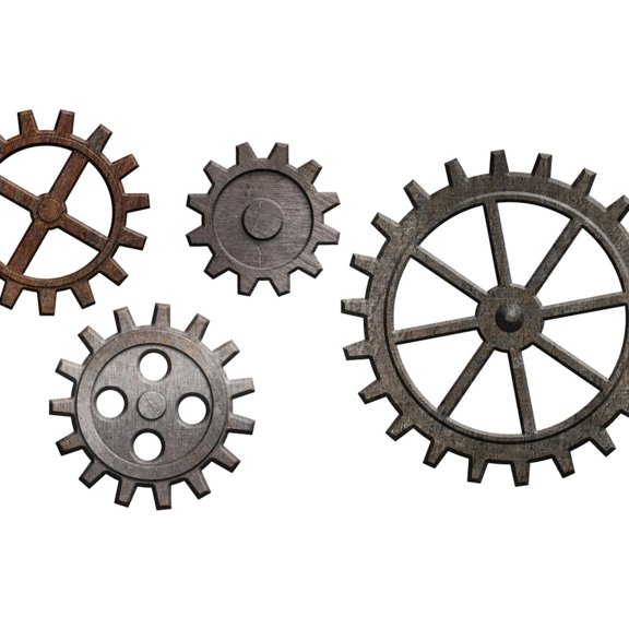 Art.com Rusty Metal Gears Set Isolated On White Art Print by Andrey_Kuzmin, 36" x 24"
