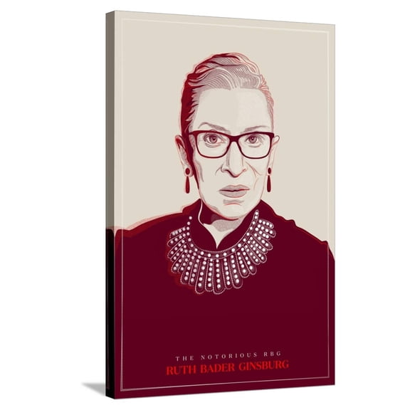 Art.com Ruth Bader Ginsburg - The Notorious RBG (Red) Stretched Canvas Print Wall Art, 24" x 36"