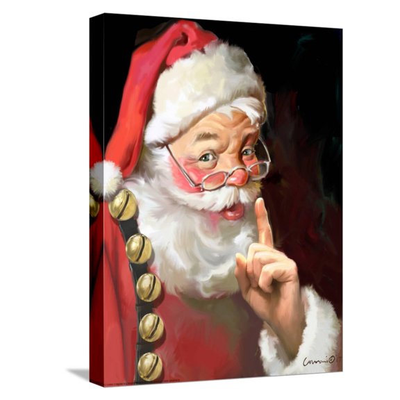 Art.com SANTA ASKING FOR QUIET Stretched Canvas Print Wall Art by CHRIS CONSANI, 12" x 16"