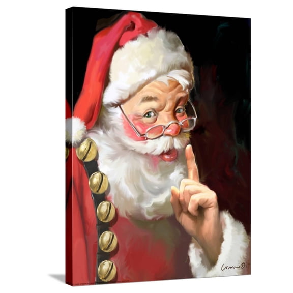 Art.com SANTA ASKING FOR QUIET Stretched Canvas Print Wall Art by CHRIS CONSANI, 24" x 32"